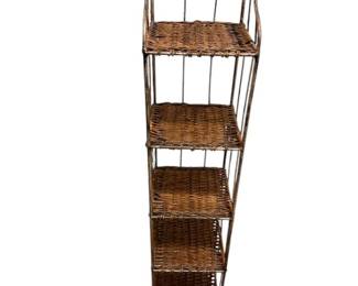 Metal and Wicker 6 Tier Storage Shelf