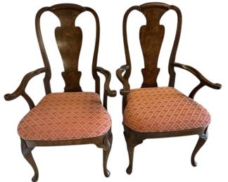 Two Henredon Queen Anne Style Armchairs