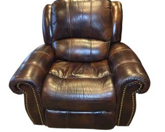 Brown Electric Recliner with Nailhead Accents