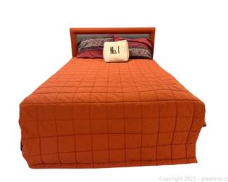 Queen Size Bed with Headboard Mattress Boxspring Frame and Bed Linens