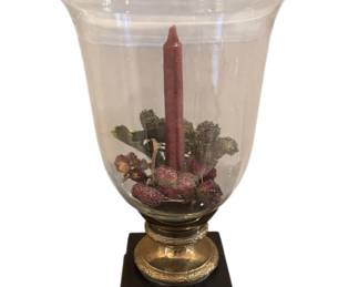 Large Glass and Brass Hurricane Centerpiece Candle Holder