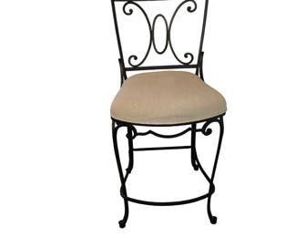 Iron Counter Height Bar Stool with Cushioned Seat