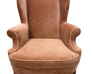 Bernhardt Upholstered Wingback Armchair with Wood Legs