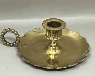 Lot 159 | Vintage British Brass Chamberstick Candlestick
