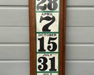 Lot 3 | 12"x36" Vintage Framed Dates Wall Decor Art
