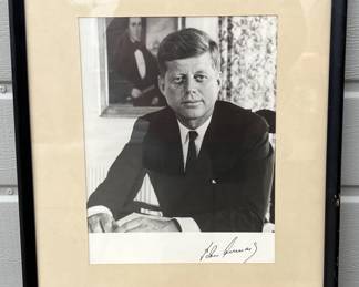 Lot 20 | Vintage Framed JFK Photo Print w Signature
