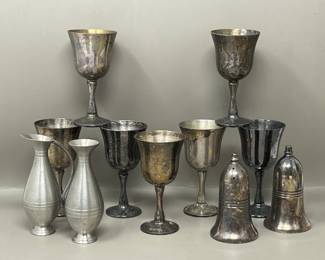 Lot 74 | Vintage Silverplated & Pewter Mini Vases,
