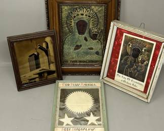 Lot 163 | Tramp Art Folk Art God Bless America, Iconography
