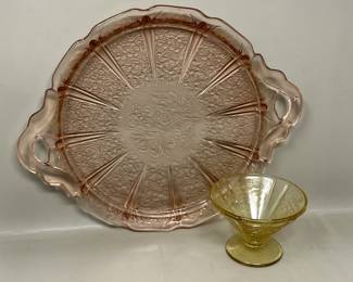 Lot 115 | As-Is Depression Glass Handled Plate, Sundae Cup
