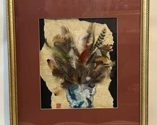 Lot 7 | Mixed Media Feather Bouquet Framed Original Art
