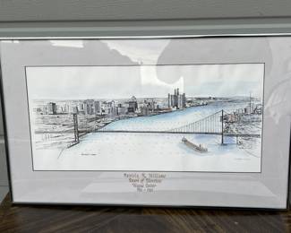Lot 5 | Constance Powell Detroit View Original Watercolor
