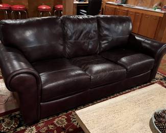 Lot 145 | 7' Brown Leather Distressed Sofa Couch
