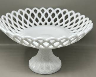 Lot 80 | Older EAPG Lattice Glass Milk Glass Footed Bowl

