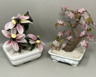 Lot 155 | Pair of Glass Asian Tree Statues Figurines
