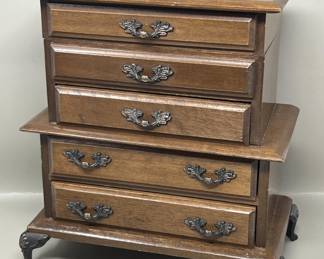 Lot 109 | Music Box Jewelry Box Queen Anne Style
