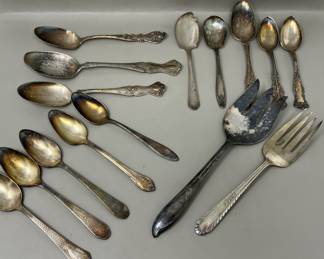 Lot 189 | Silverplate Serving Spoons Forks Vintage Flatware
