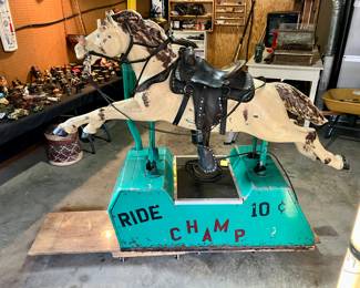 1952 Bally “Ride the Champion” mechanical horse (untested)
70” long, 58” tall
$1500