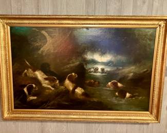 George Armfield English spaniels oil on canvas painting