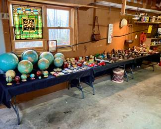 Antique tin toys, globes, & cast iron banks