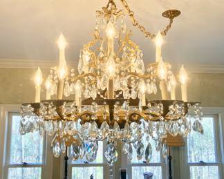 15 arm crystal chandler
28” tall, 30” wide
$850