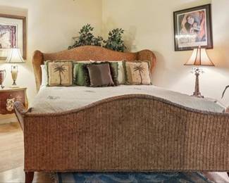 Cal King Bed and mattress - lamps - nightstand