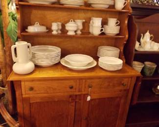 Kitchen hutch, white dishes