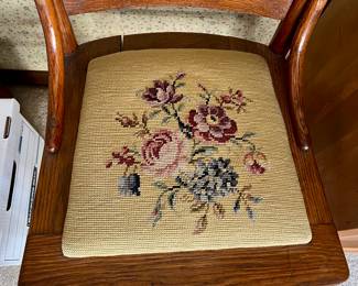 2 Matching Oak, press-back - Needlepoint chairs