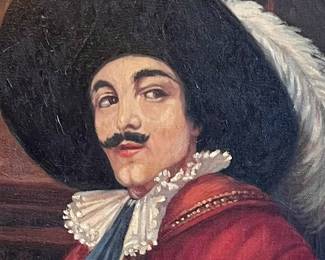 Antique "Cavalier" painting on canvas