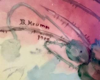 1905 Hand painted floral plate - signed by B Krumm