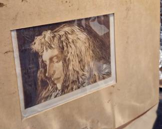 Etching by Ernst Klotz "Madchenkopf" or "Girl's Head"