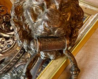 Antique ornate Brass Lion head door knocker