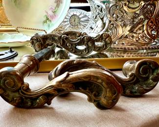Antique ornate Brass door knobs