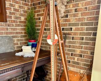 Awesome Vtg. wooden surveyor's tripod and ruler