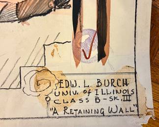 Original architectural, drawing - when he studied at the University of Illinois