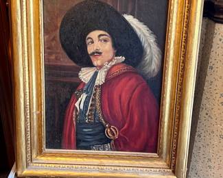 Antique "Cavalier" painting on canvas