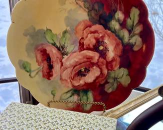 12" - 1905 Hand painted floral plate - signed by B Krumm