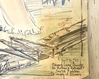 Original architectural, drawing - "An Author's Retreat" - "Sketch Problem" - while at University of Illinois