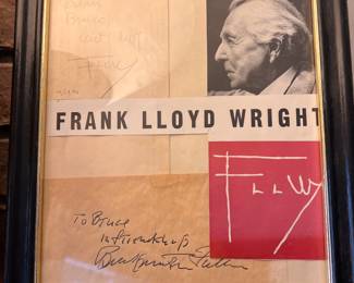 Autographed photo/note by Frank Lloyd Wright