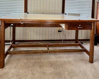 Vtg. Wooden Drafting table - Can be pre-sold. Table lifts for drawing $ 520.00 - 6' W x 3' D x 3' T - Originally owned by Edward L. Burch A.I.A. & Assoc. Architects