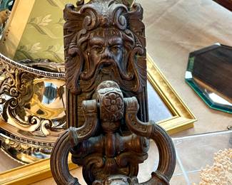 Antique ornate Gothic cast iron door knocker