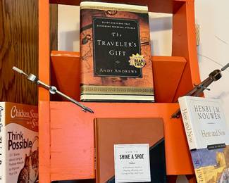 Vtg. Wooden Orange shoe shine box