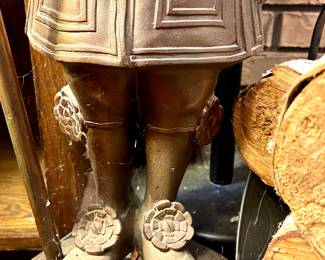 Antique English Edwardian Beefeater fireside companion, cast iron, w/3 pc. tool set