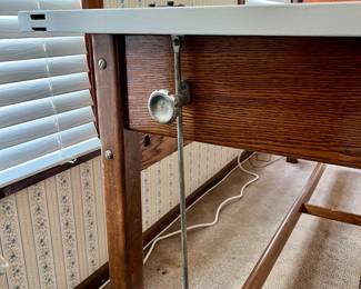 Vtg. Wooden Drafting table - Can be pre-sold. Table lifts for drawing $ 520.00 - 6' W x 3' D x 3' T - Originally owned by Edward L. Burch A.I.A. & Assoc. Architects