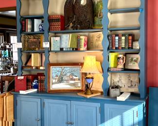 Blue painted wall unit - 6' wide by 7' tall - you can repaint it to match your style
