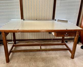 Vtg. Wooden Drafting table - Can be pre-sold. Table lifts for drawing $ 520.00 - 6' W x 3' D x 3' T - Originally owned by Edward L. Burch A.I.A. & Assoc. Architects
