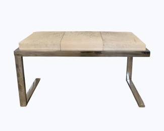 3261 - Wildwood Steel Horse Bench, Hide & Chrome 24 x 40 x 14