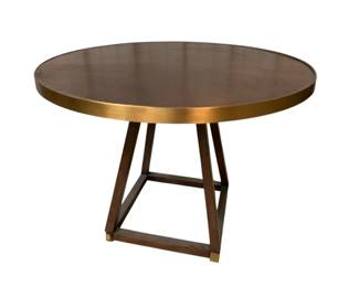 3022 - Wildwood Renzo Wood & Antique Brass Table 30 x 40, missing cap on leg