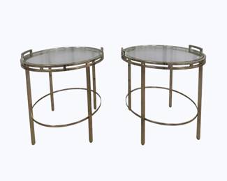 3390 - Pair Alden Home Spencer Glass Top Tables 25 x 24