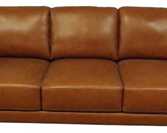 308 - Brown Leather Sofa 34x85x40