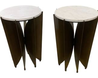 3521 - Pair Chelsea House Metal & Marble Tables 23 x 16